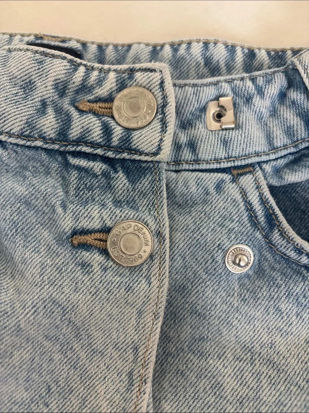 Kids GAP Y2K Acid Wash Light Blue Cotton Denim Wrap Skort Short/Skirt